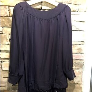 Vintage Morton Myles size 14 dress black with pearl accents on bottom